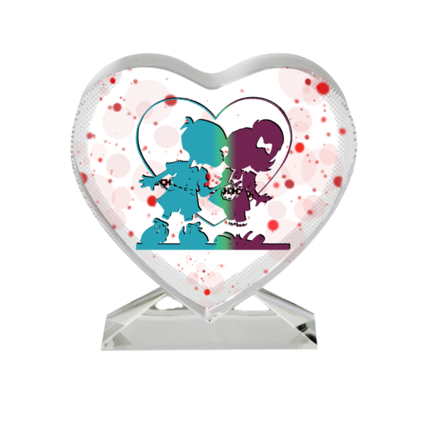 Adorno Portarretratos de cristal con forma corazón 3D personalizado + caja individual